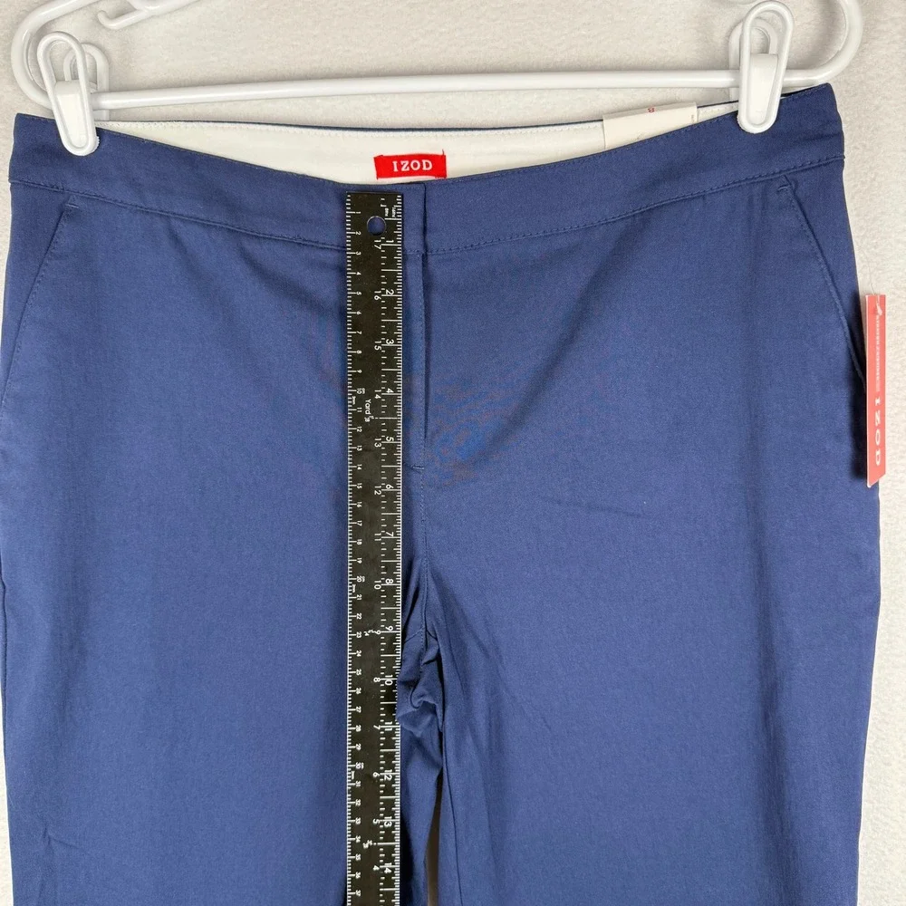 NEW‎ IZOD Chino Pants Womens 8 Short Navy Blue Straight Leg Flat Front Stretch - Picture 8 of 12
